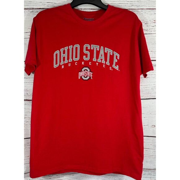 Ohio State Buckeyes Champion Red T-Shirt Large L Embroidered Logo Cotton Team - Picture 10 of 11